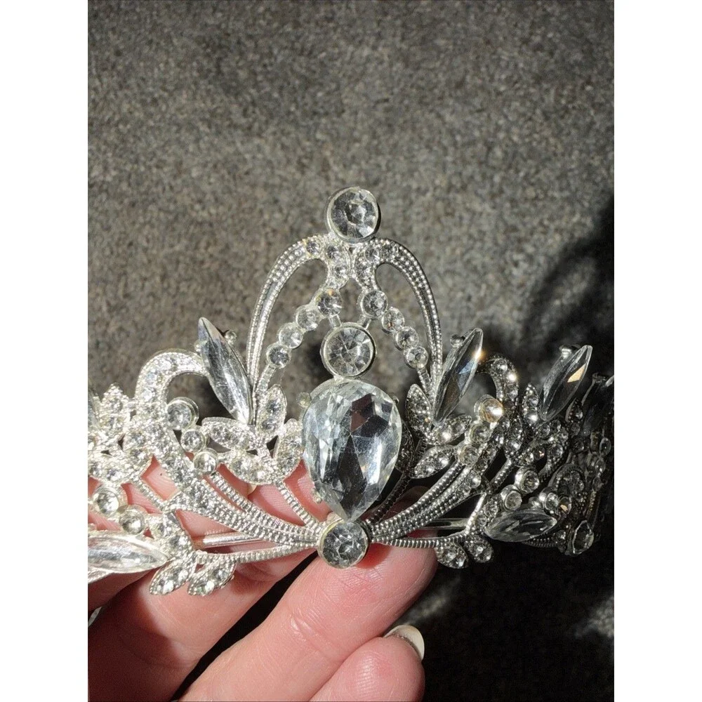 Tiara Silver Tone Clear Gems